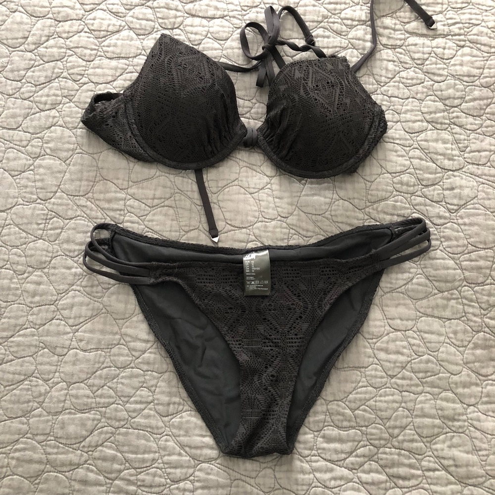 Black Crochet style two piece swim suit